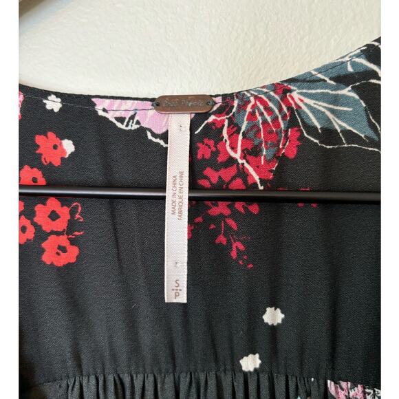 Free People Floral Tiered Tunic Tank Top Small Sleeveless V Neck - Picture 7 of 9